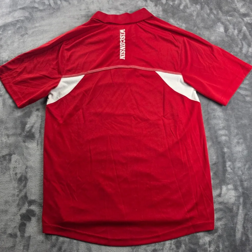 Adidas Polo Shirt Mens Medium Red White Wisconsin Badgers Climalite Bundle‎ 2pk